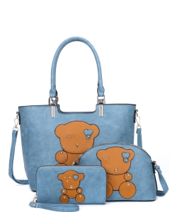 Fashion Bear 3-in-1 Satchel Set XM21213T3 BLUE